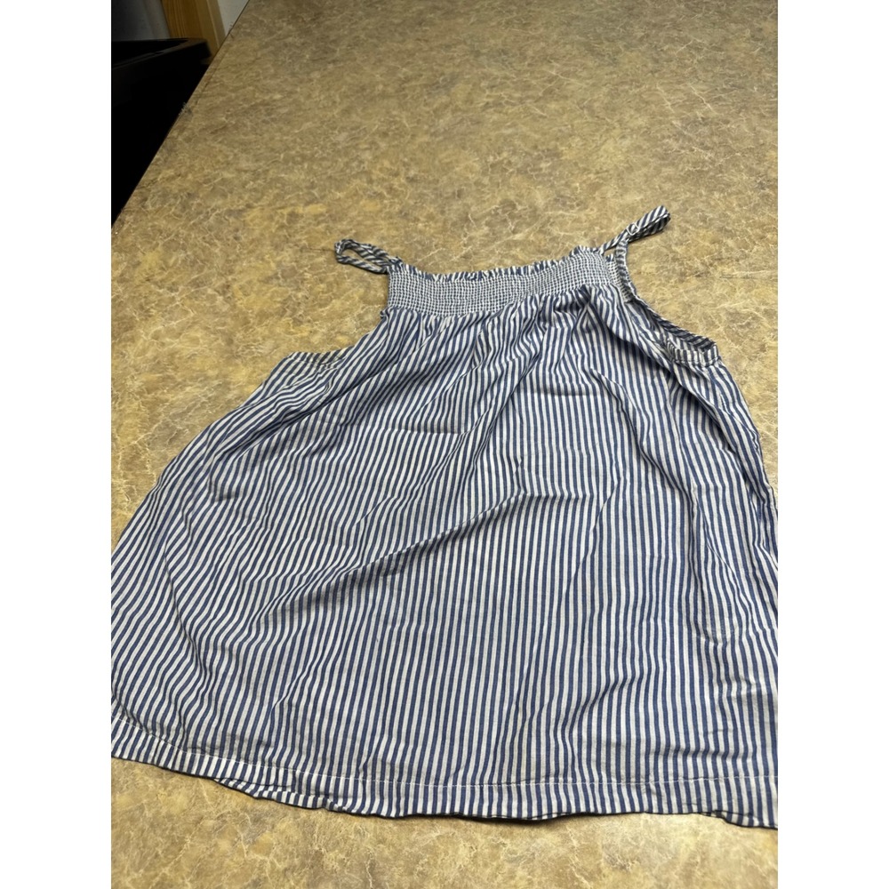 Old Navy Womens Blue White Striped Smocked Square Neck Tank Top Medium